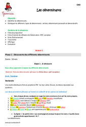 Déterminants - Fiche de préparation : 7ème Harmos - PDF à imprimer