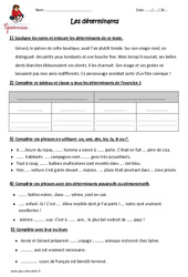 Déterminants - Exercices  : 7ème Harmos - PDF à imprimer