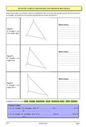 Triangle rectangle - Cercle circonscrit - Géométrie - Cours - Exercices - Mathématiques : 10ème Harmos - PDF à imprimer