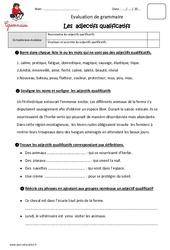 Adjectifs qualificatifs - Examen Evaluation - Bilan : 7ème Harmos - PDF à imprimer