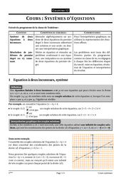 Systèmes d’équations à deux inconnues - Cours - Exercices - Mathématiques : 11ème Harmos - PDF à imprimer