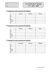 Verbes du 1er groupe - cer, - ger, - guer - Exercices corrigés - Conjugaison : 6ème Harmos - PDF à imprimer
