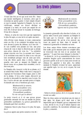 Les trois plumes - Conte - Lecture : 6ème Harmos - PDF à imprimer