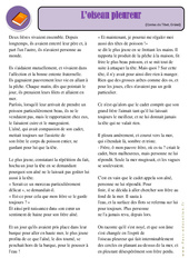 L'oiseau pleureur - Conte du Tibet - Lecture : 5ème Harmos - PDF à imprimer