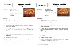 Recette - Le gâteau aux pommes - Lecture - Textes prescriptifs, fonctionnels : 5ème Harmos - PDF à imprimer