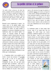 La petite sirène et le prince - Conte - Lecture : 6ème, 7ème Harmos - PDF à imprimer