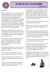 La fille du roi et la grenouille - Conte - Lecture : 6ème, 7ème Harmos - PDF à imprimer