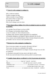 Verbe conjugué - Exercices corrigés - Grammaire : 6ème Harmos - PDF à imprimer