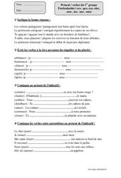 Présent - verbes du 1er groupe Particularités / - cer, - ger, - yer, - eler, - eter, - ier, - uer, - ouer - Exercices corrigés - Conjugaison : 6ème Harmos - PDF à imprimer