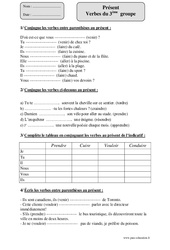 Présent - Verbes du   groupe - Exercices corrigés - Conjugaison : 6ème Harmos - PDF à imprimer