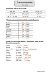 Coupe syllabique - Exercices corrigés - Orthographe : 7ème Harmos - PDF à imprimer