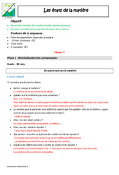 Etats de la matière - Fiche de préparation : 5ème Harmos - PDF à imprimer