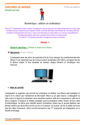 Séquence - Fiche de préparation Utiliser un ordinateur - Séquence - Fiche de préparation : 2ème Harmos - PDF à imprimer