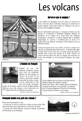 Les volcans - Documentaire - Lecture : 6ème, 7ème Harmos - PDF à imprimer