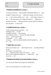 C ou qu - g ou gu - Sons difficiles - Exercices corrigés - Orthographe : 7ème Harmos - PDF à imprimer