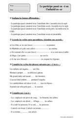 Participe passé en - é ou l’infinitif en - er - Exercices corrigés - Orthographe : 7ème Harmos - PDF à imprimer