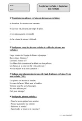 Phrase verbale - Phrase non verbale - Exercices corrigés - Grammaire : 7ème Harmos - PDF à imprimer