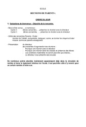 Préparation de réunion de parents - Réunions - Directeurs / Direction d’école : 3eme, 4ème, 5ème, 6ème, 7ème Harmos - PDF à imprimer