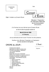 Invitation de l'IEN au Conseil d’École - Directeurs / Direction d’école : 3eme, 4ème, 5ème, 6ème, 7ème Harmos - PDF à imprimer