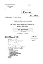 Invitation au Conseil d’École - Directeurs / Direction d’école : 3eme, 4ème, 5ème, 6ème, 7ème Harmos - PDF à imprimer