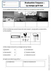 Le temps qu’il fait - Examen Evaluation : 3eme Harmos - PDF à imprimer