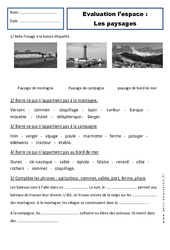 Paysages - Examen Evaluation - Espace : 3eme Harmos - PDF à imprimer