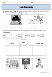 Journée - Exercices - Temps : 3eme Harmos - PDF à imprimer