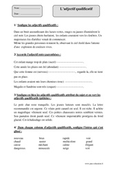 Adjectif qualificatif - Exercices corrigés - Grammaire : 7ème Harmos - PDF à imprimer