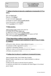 Compléments circonstanciels - Exercices corrigés - Grammaire : 7ème Harmos - PDF à imprimer