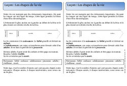 Etapes de la vie - Trace écrite - Temps - Cours, Leçon : 3eme Harmos - PDF gratuit à imprimer