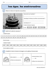 Ages - Anniversaires - Exercices - Temps : 3eme Harmos - PDF à imprimer