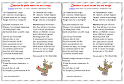 Le petit renne au nez rouge - Poèmes et chansons de Noël : 3eme, 4ème, 5ème, 6ème, 7ème Harmos - PDF à imprimer