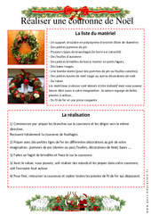 Comment réaliser une couronne de Noël - Arts Plastiques - Vie de la classe : 5ème, 6ème, 7ème Harmos - PDF à imprimer