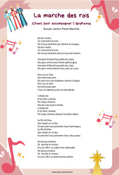 La marche des rois - Chanson - Epiphanie - Vie de la classe : 3eme, 4ème, 5ème, 6ème, 7ème Harmos - PDF à imprimer