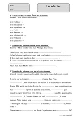 Adverbes - Exercices corrigés - Grammaire : 7ème Harmos - PDF à imprimer