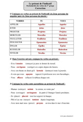 Présent de l’indicatif - Verbes du 1er groupe - Exercices corrigés - Conjugaison : 7ème Harmos - PDF à imprimer