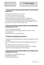 Verbe conjugué - Exercices corrigés - Grammaire : 7ème Harmos - PDF à imprimer