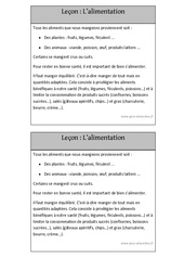 Alimentation - Trace écrite - Découverte du monde - Cours, Leçon : 3eme Harmos - PDF à imprimer