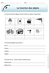 Fonction des objets - Exercices - Matière - Découverte du monde : 3eme Harmos - PDF à imprimer