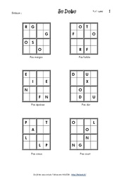 Sudoku des lettres - Vocabulaire ludique - Français : 4ème Harmos - PDF à imprimer