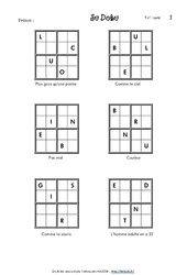 Sudoku des lettres - Vocabulaire ludique - Français : 7ème Harmos - PDF à imprimer