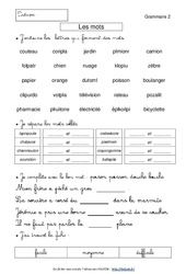 Les mots - La phrase - Le verbe - Grammaire - Français : 4ème Harmos - PDF à imprimer