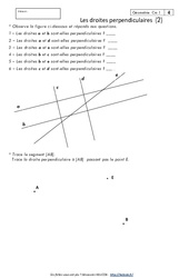 Droites perpendiculaires - Exercices de géométrie : 6ème Harmos - PDF à imprimer