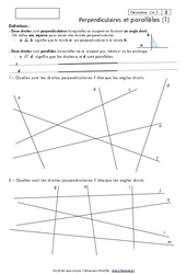 Perpendiculaires - Parallèles - Géométrie - Mathématiques : 7ème Harmos - PDF à imprimer