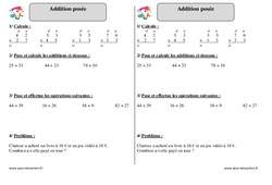 Addition posée - Exercices corrigés - Mathématiques : 4ème Harmos - PDF à imprimer