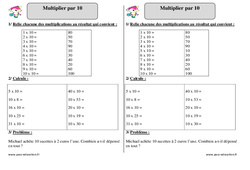 Multiplier par 10 - Exercices corrigés - Mathématiques : 4ème Harmos - PDF à imprimer