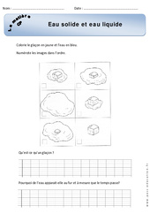 Solide - Liquide - Eau - Exercices - Matière - Découverte du monde : 3eme Harmos - PDF à imprimer