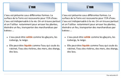 Eau - Cours, Leçon : 3eme Harmos - PDF gratuit à imprimer