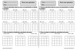 Poser une opération - Exercices corrigés - Calcul - Mathématiques : 4ème Harmos - PDF à imprimer