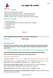 Séquence - Fiche de préparation Sujet du verbe - Séquence - Fiche de préparation : 6ème Harmos - PDF à imprimer